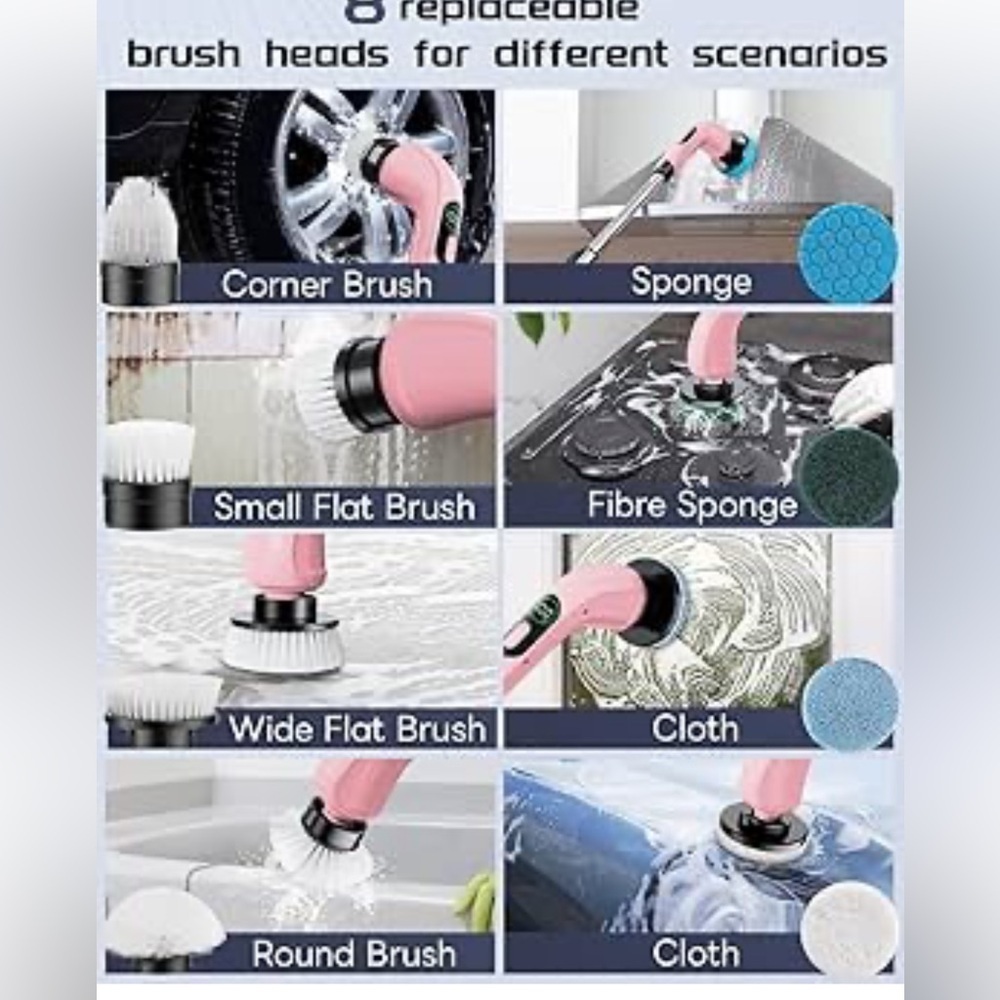 MAILLUCK 11 in 1 Electric Spin Scrubber Cordless Cleaning Brush - Picture 3 of 7